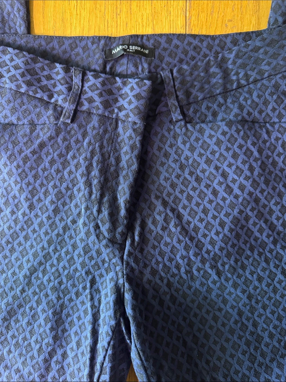 Mario Serrani Women’s Size 4 Blue Geometric Pattern Chinos